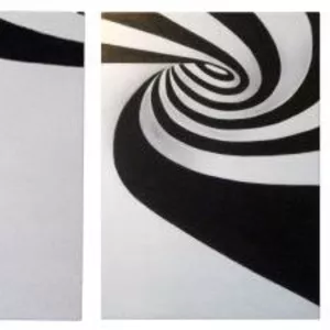 Модульная черно - белая картина маслом Водоворот,  триптих. Эксклюзив. Абстракция