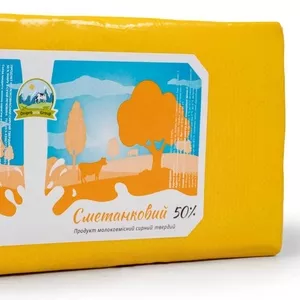 Продукт молоковмісний сирний твердий Сметанковий,  50%